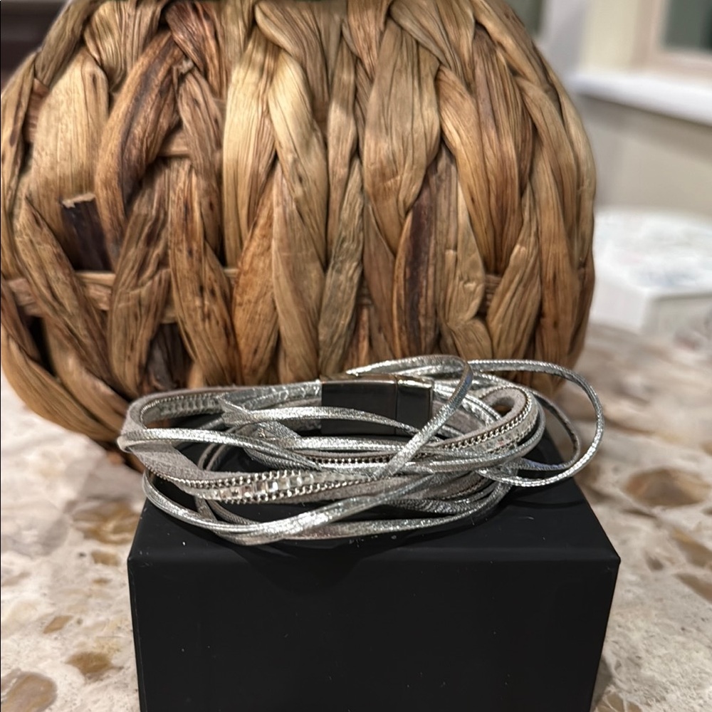 Silver Multi-Strand twisted Bracelet with magnetic closure
